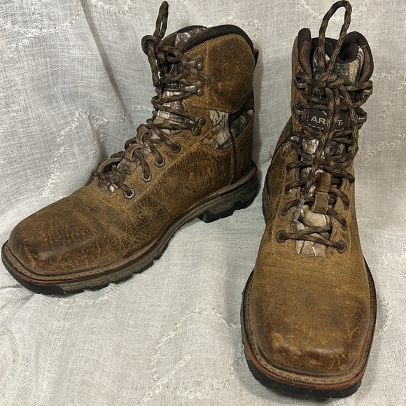 Ariat square toe leather camouflage high  lace up boots main image 7